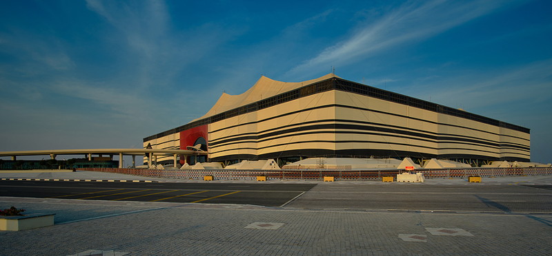 al bayt stadium in morning light