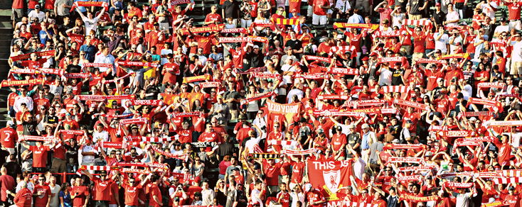 Liverpool fans singing YNWA before the kick-off