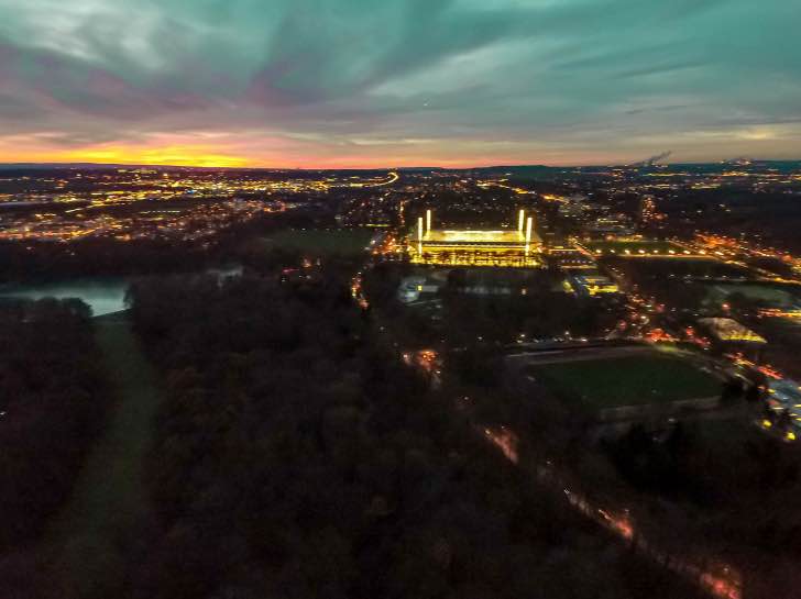 Stadium From Distance By Night