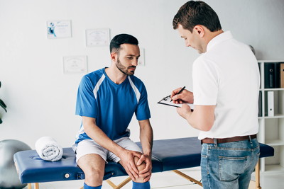 player being treated on treatment table